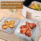 Non-Stick Disposable Air Fryer Aluminum Foil Liners Square 50PCS, Oil-Proof - Image 7