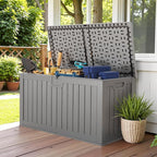 Devoko 240 Gallon Double-Wall Deck Box with Divider, Side Handles, Resin Outdoor Large Storage Box Waterproof and Lockable for Patio Furniture, Garden, Pool (Grey) - Image 5