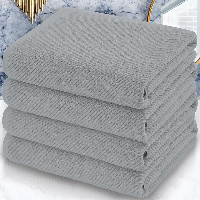 VOOVA & MOVAS Grey Bath Towels, Large 30" x 56" by VOOVAMOVAS