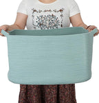 Large Rectangle Blankets Basket Living Room 22"x17"x12" Woven Cotton Rope by XUANGUO
