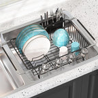 JASIWAY Dish Drying Rack in Sink, Over The Sink Colander Strainer Basket by JASIWAY