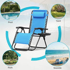 Homall Zero Gravity Chair Patio Folding Lawn Outdoor Lounge Gravity Camp Reclining Lounge Chair with Cup Holder Pillows for Poolside Backyard and Beach Set of 4 (Sky Blue) - Image 7