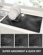 Rnivvi Dish Drying Mat for Kitchen Counter, 12 x 19" Cute Marble Super - Image 3