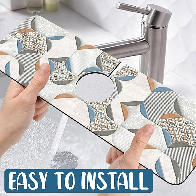 Ceramic Wall Tiles Sink Splash Guard Faucet Mat Moroccan Graphics Super - Image 5