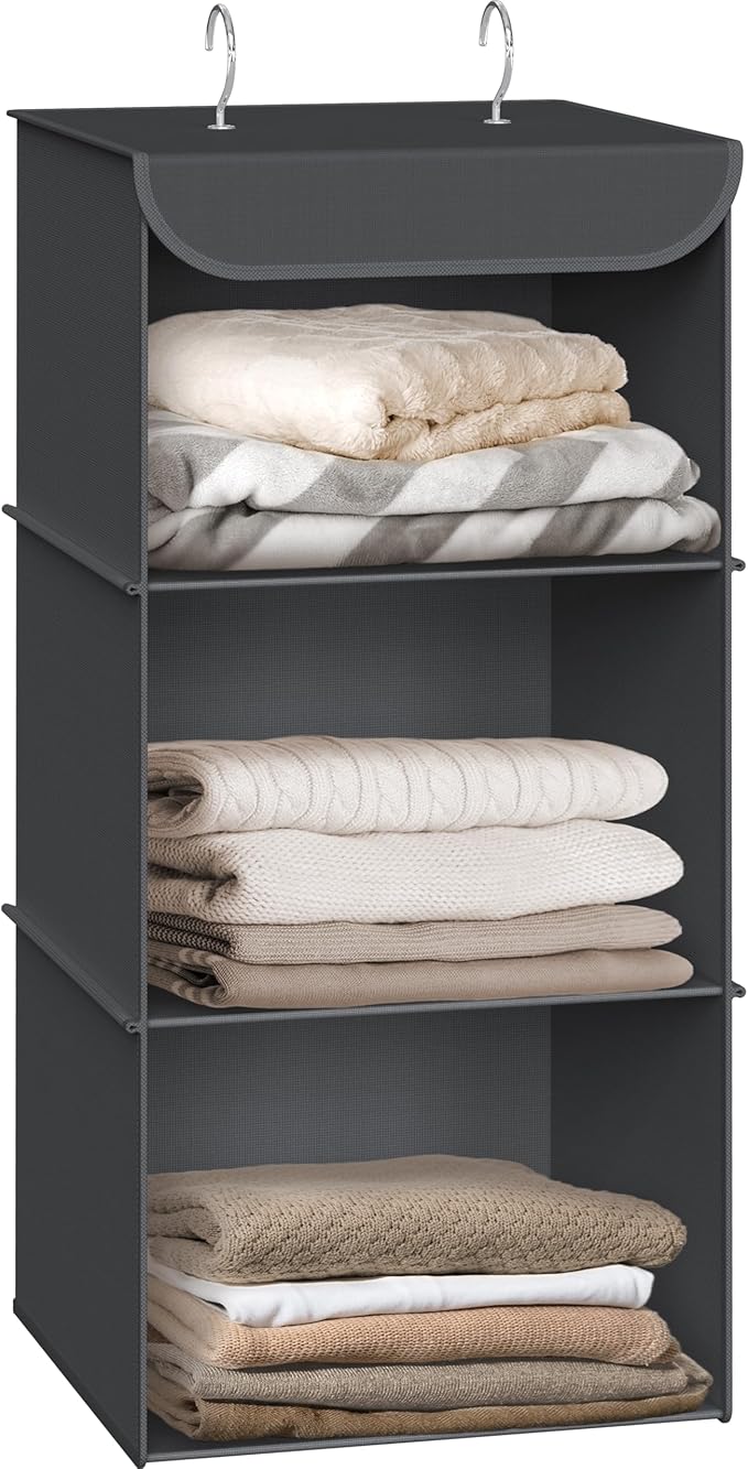 Simple Houseware 3-Shelf Hanging Closet Organizer, Fabric Storage Shelves by SimpleHouseware