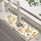 Thanksgiving Sink Faucet Absorbing Mat Pumpkin Floral Leaves Sink Splash Guard by Unknown