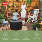 Keter Circa 37 Gallon Deck Box Organizer, Works as Ottoman Chair or Side Table, Brown – Large Resin Round Outdoor Storage and Seating for Garden, Pool, and Patio - Image 5