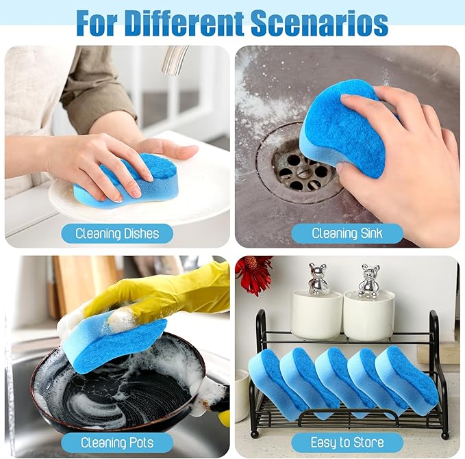 Tanlade 480 Pcs Individually Wrapped Sponges Kitchen Bulk Non Scratch Scouring - Image 3