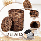 Ctosree 2 Pcs Wicker Trash Can Basket Woven Waste Basket - Image 3