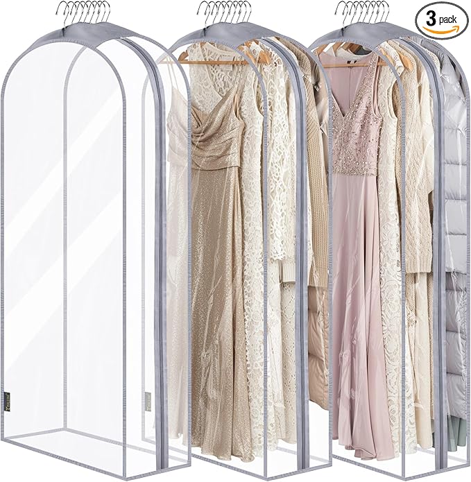 BALEINE 60'' Clear Garment Bags, 10.5'' Wide PEVA Suit Bag by BALEINE