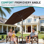 AreShark 7.5FT Patio Umbrella Table Market Umbrella with 6 Sturdy Ribs, Button Tilt/Crank, Heavy-Duty Outdoor Umbrellas for Pool, Deck, Garden and Backyard, Brown - Image 6
