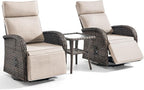 3 Pieces Zero Gravity Patio Swivel Rocking Recliner Chairs Set of 2 - Wicker Outdoor Lounge Chair with Side Table, Adjustable Backrest & Footrest, High Back Outdoor Recliner Chair for Pool Deck Beige - Image 7