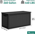 YITAHOME XXL 260 Gal Large Deck Box, Outdoor Resin Storage Box, Rattan Storage Container for Patio Furniture, Garden Tools, Waterproof, Lockable (Black) - Image 6