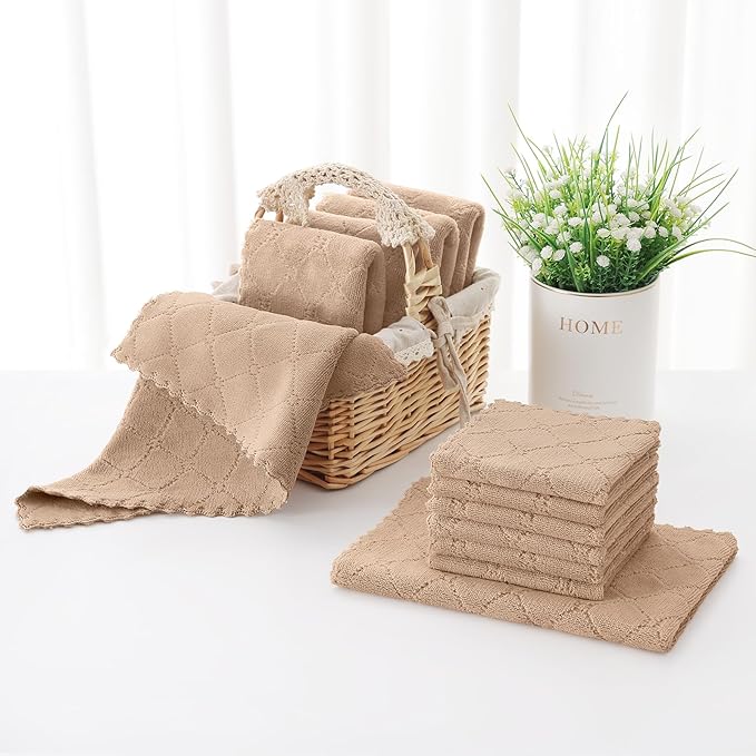 Homaxy Kitchen Towels and Dishcloths Set, 10 x 10 and 13 x 19 Inches, No Lint - Image 8