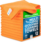 MW Pro Microfiber Cleaning Cloth | Orange | 12 Pack | 16” x 16” | All Purpose by MicrofiberWholesale