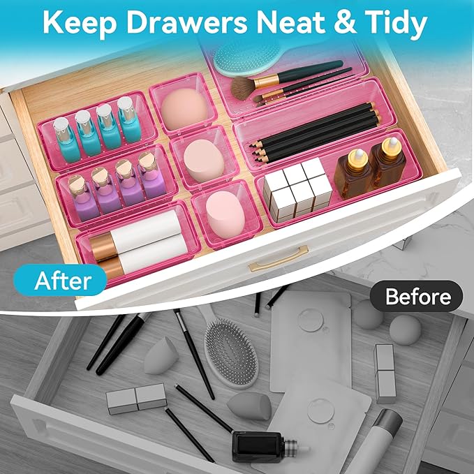12 PCS Drawer Organizer Set, 4 Sizes Tool Storage Trays - Image 3
