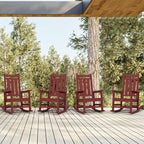 KINGYES Oversized Outdoor Rocking Chair Set of 4, All-Weather Patio Rocking Chairs for Porch, HDPE Outdoor Patio Rockers with High Back & Wide Seat for Garden, Lawn, Red - Image 2