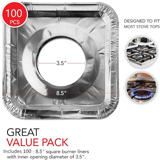 Disposable Gas Burner Liners Aluminum Foil Square Gas Stove Burner Covers - Image 2