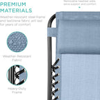 Best Choice Products Set of 2 Adjustable Steel Mesh Zero Gravity Lounge Chair Recliners w/Pillows and Cup Holder Trays - Dusty Blue/Black - Image 6