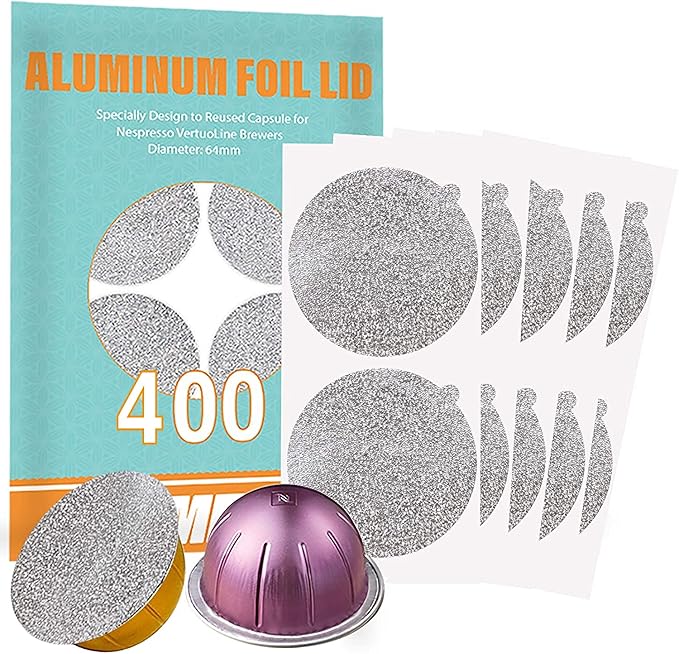 CAPMESSO Aluminum Foils Lids to Reuse Vertuoline Capsules Coffee Pods Compatible by CAPMESSO