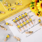 50Pcs Bee Wooden Clip with Jute Twine Cute Clothespin Craft Clip Decorative - Image 5