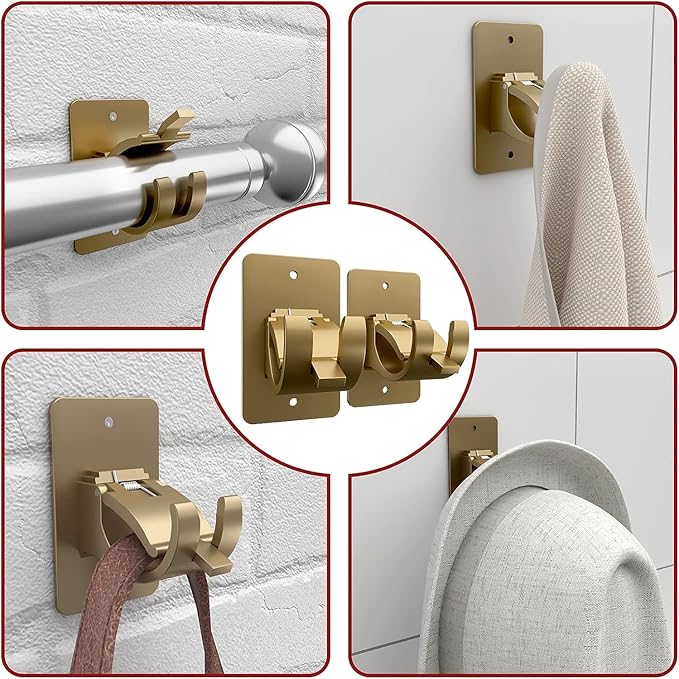 2 Pieces Self Adhesive Curtain Rod Bracket, Universal Plastic Curtain Rod - Image 5