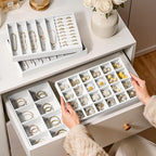Velvet Jewelry Drawer Organizer Trays – Large White Stackable Jewelry Storage - Image 7