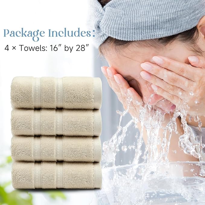 Simple&Opulence 4 Pcs Premium Hand Towels 16"x28", 600 GSM 100% Ring Spun Cotton - Image 5