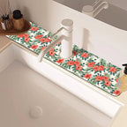 Tropical Leaves and Red Floral Kitchen Sink Splash Guard Mat Absorbent Fast - Image 2