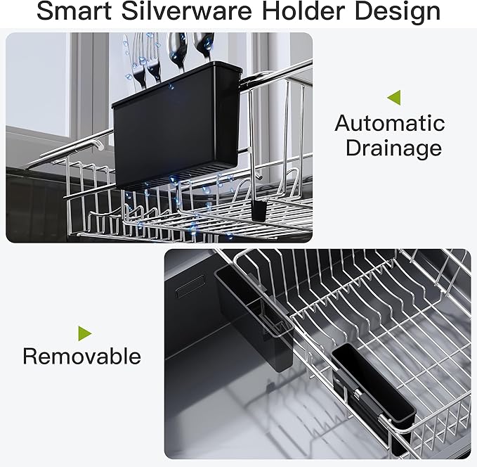 JASIWAY Dish Drying Rack in Sink, Expandable Stainless Steel Dish Drainers - Image 9