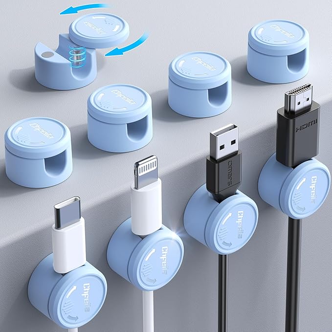 9 Pack Cord Organizer, Chfeila Magnetic Cable Management Clips, Adhesive Phone by Chfeila