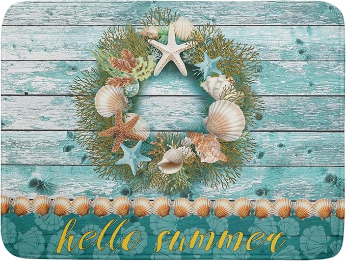 Coastal Wreath Dish Drying Mat 18x24 inch Starfish Shell Absorbent Microfiber by Giwawa