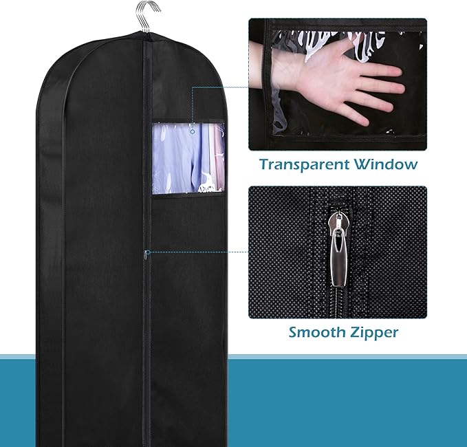 KIMBORA 43" Suit Bags for Closet Storage and Travel, Gusseted Hanging Garment - Image 6