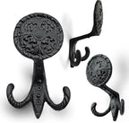 Ambipolar 3-Pack Fleur de lis Plate Style Coat Hooks, Vintage Black Hooks - Image 2