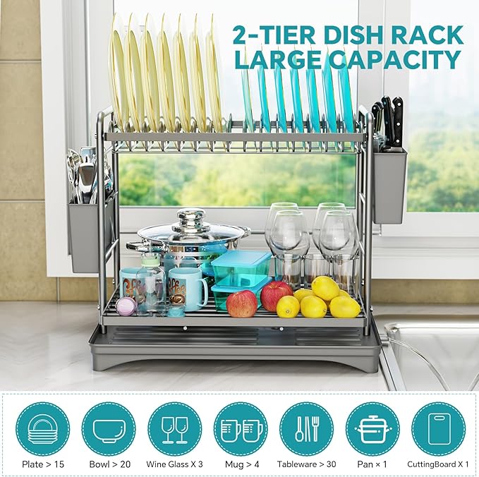Simple Trending Dish Drying Rack, 2-Tier Dish Rack - Image 3