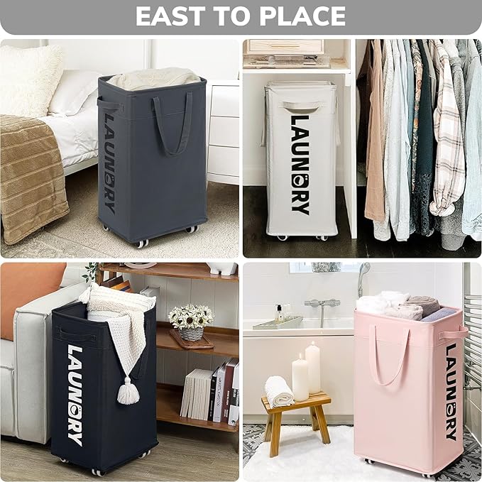 Goodpick Laundry Basket with Wheels, Laundry Hamper with Removable Wash Bag - Image 8