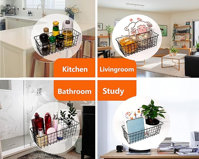 Joben Oligey 3 Set Hanging Wire Baskets, Wall Mount Fruit Basket, No Drilling - Image 4