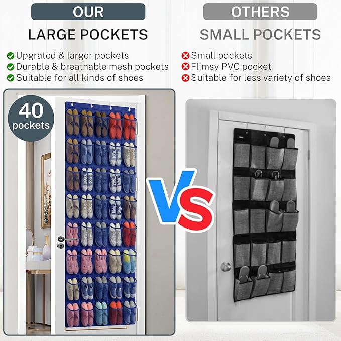 40-Pocket Over the Door Shoe Organizer - Image 6