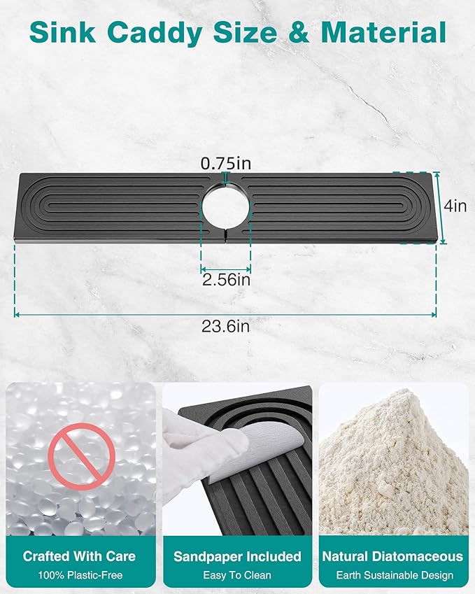 Stone Faucet Mat for Kitchen Sink, Diatomite Sink Protectors - Image 3
