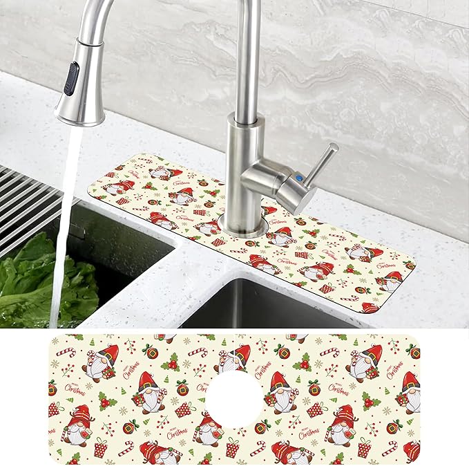 Christmas Santa Claus Kitchen Sink Splash Guard Mat Absorbent Fast Drying Mat - Image 4