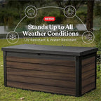 Keter Signature Collection 150 Gallon Resin Deck Box Organization and Storage for Patio Outdoor Cushions, Throw Pillows, Garden Tools and Pool Supplies, Rosewood - Image 4