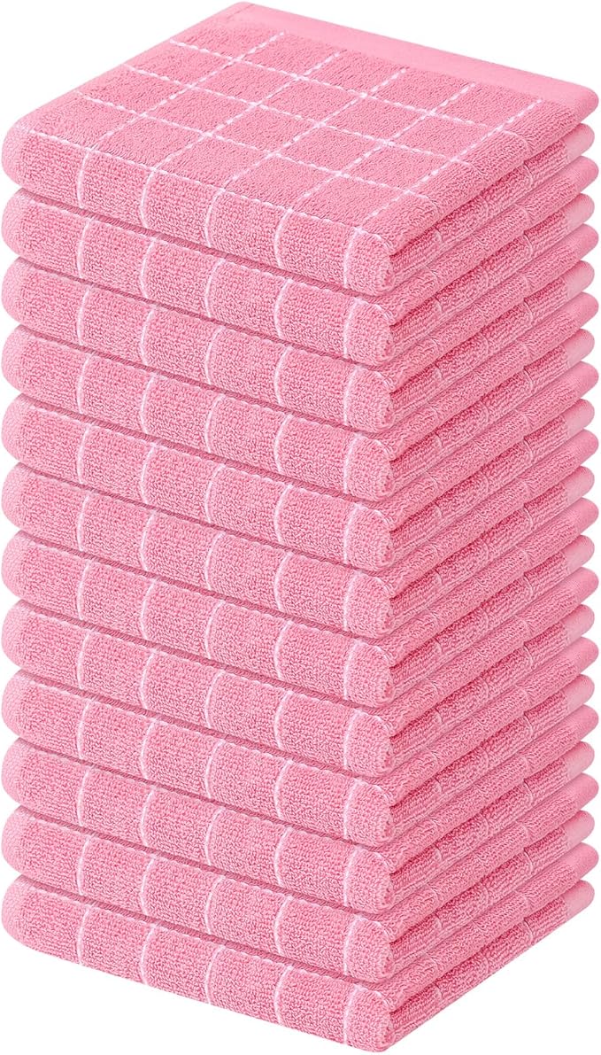 Mordimy 100% Cotton Terry Cloth Dish Cloths, Soft and Absorbent Checkered Dish by Mordimy