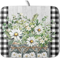Spring White Daisy Flowers Dish Drying Mat by Kawani