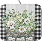 Spring White Daisy Flowers Dish Drying Mat by Kawani