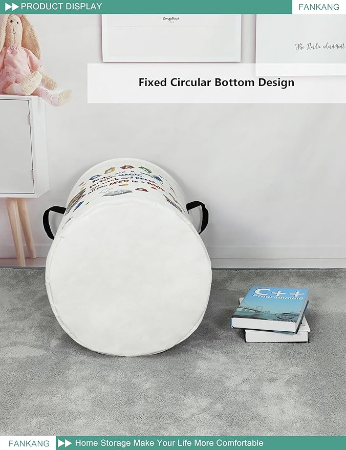FANKANG Storage Basket, Nursery Hamper Canvas Laundry Basket Foldable - Image 6
