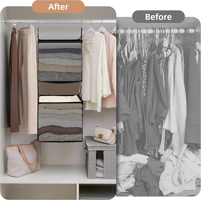 STORAGE MANIAC 2-Shelf Hanging Closet Organizer, Cloth Hanging Closet Shelf - Image 3