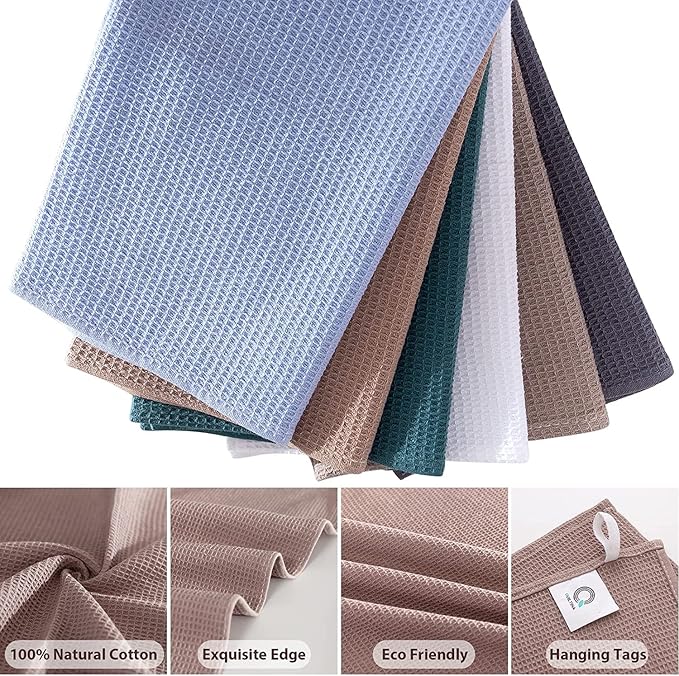 QUILTINA Dish Towels Set, 100% Cotton Waffle Weave Kitchen Towels 12 Pack - Image 2