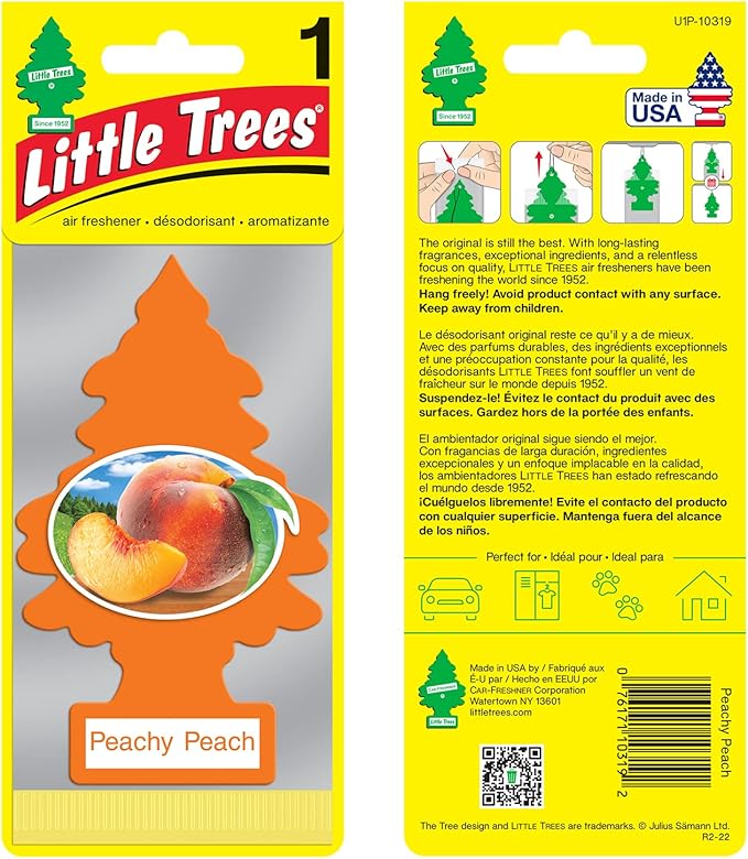 Little Trees Cardboard Hanging Car, Home & Office Air Freshener, Peachy Peach - Image 2