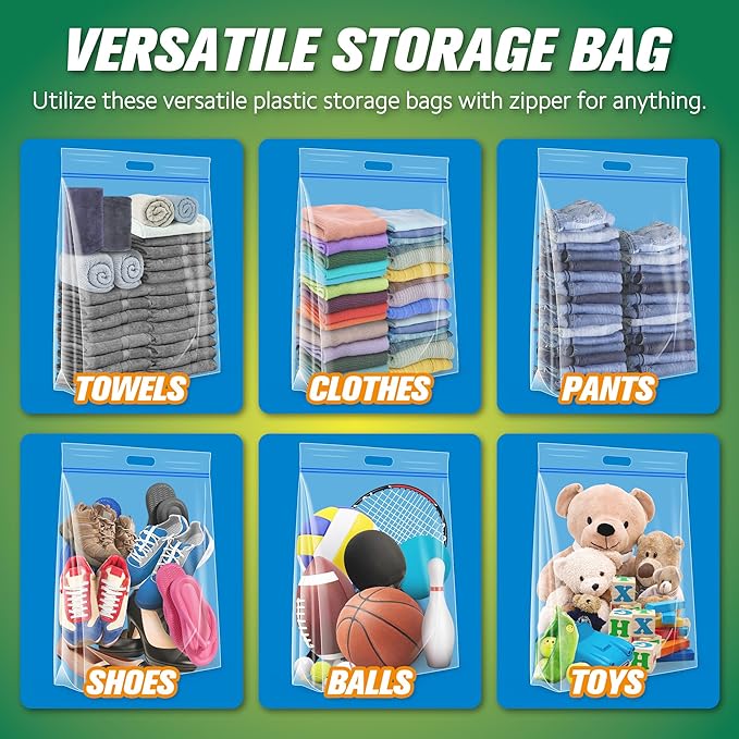 HIBAG 10 Gallon Large Storage Bags, 18” x 20” Resealable Clear Bags - Image 4
