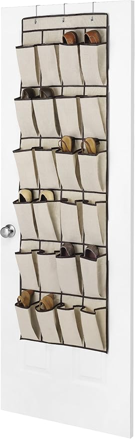 Whitmor 24 Pocket Over The Door Shoe Bag, Espresso Trim - Image 3